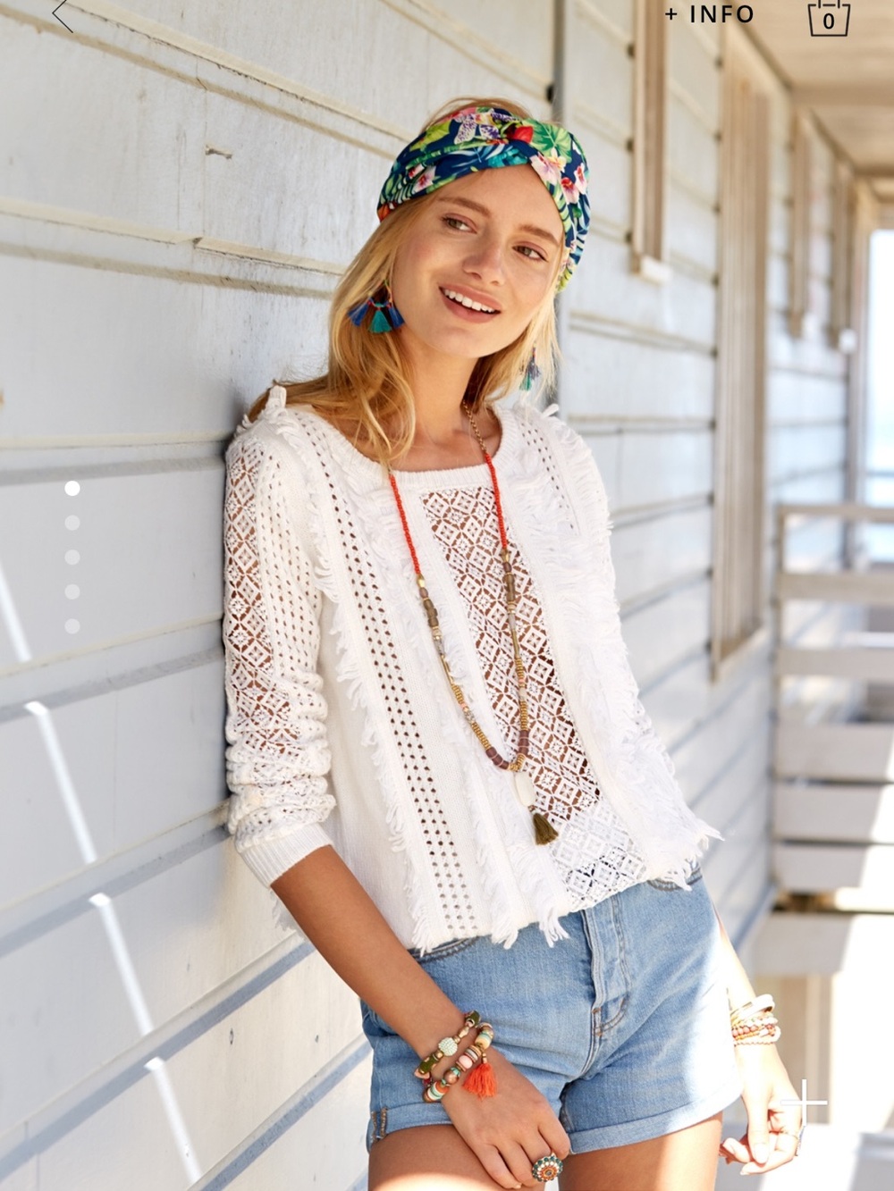 Sezane Ivory Fringe Cable Knit Sweater